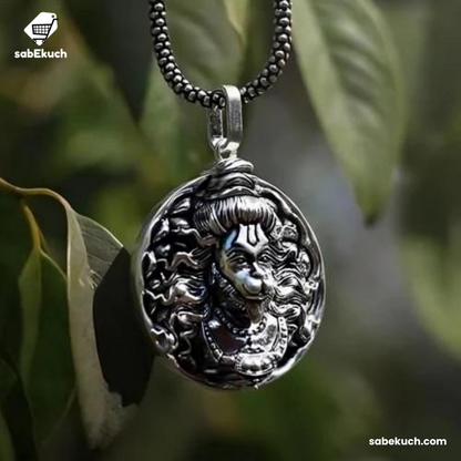 Hanuman Ji Pendant Oxidized Silver Chain