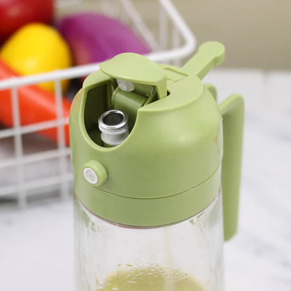 500ml 2 in 1 Olive Oil Sprayer and Oil Dispenser Bottle for Kitchen, Glass Oil Bottle with Premium Nozzle,