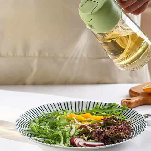 500ml 2 in 1 Olive Oil Sprayer and Oil Dispenser Bottle for Kitchen, Glass Oil Bottle with Premium Nozzle,