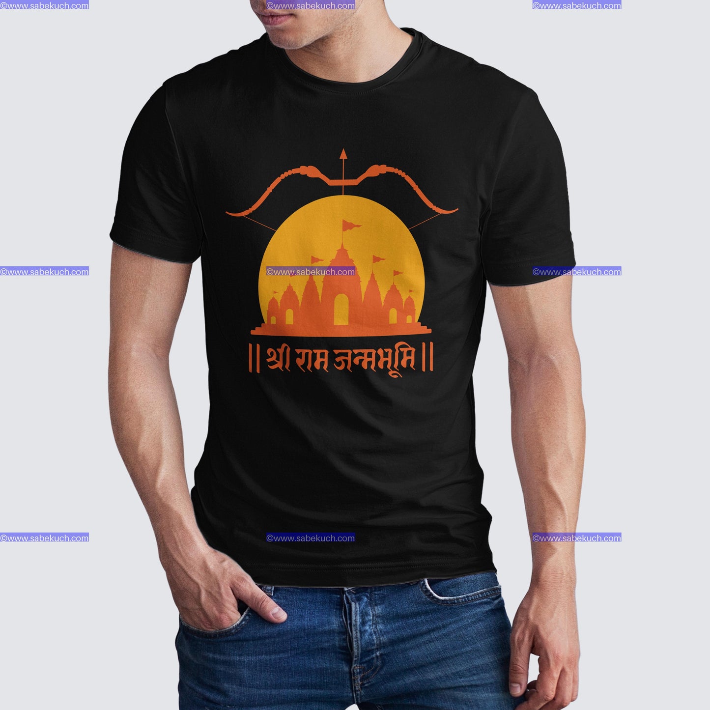 Round Neck Shri Ram Janmbhoomi black tshirt