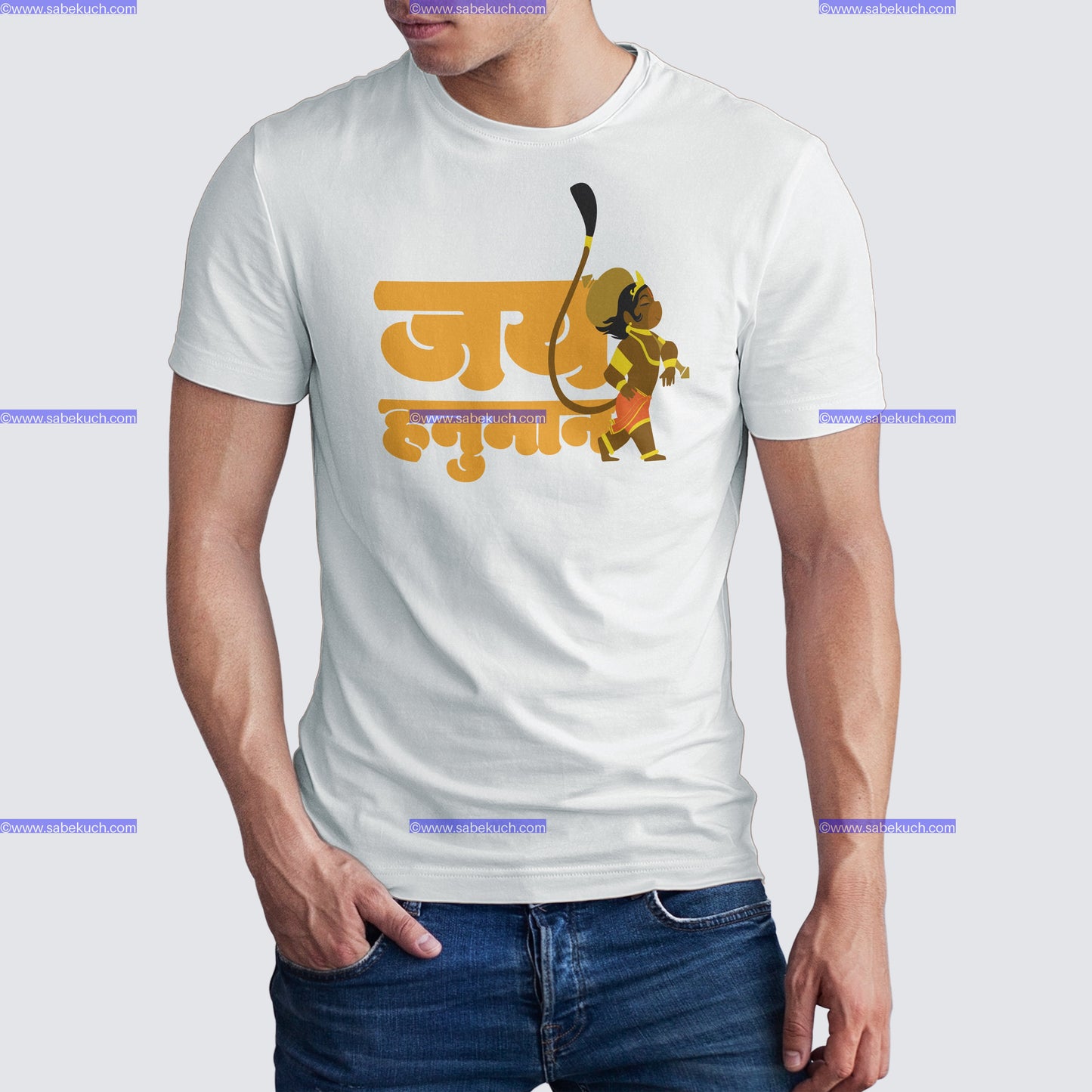 Round Neck child Hanumanji in white tshirt