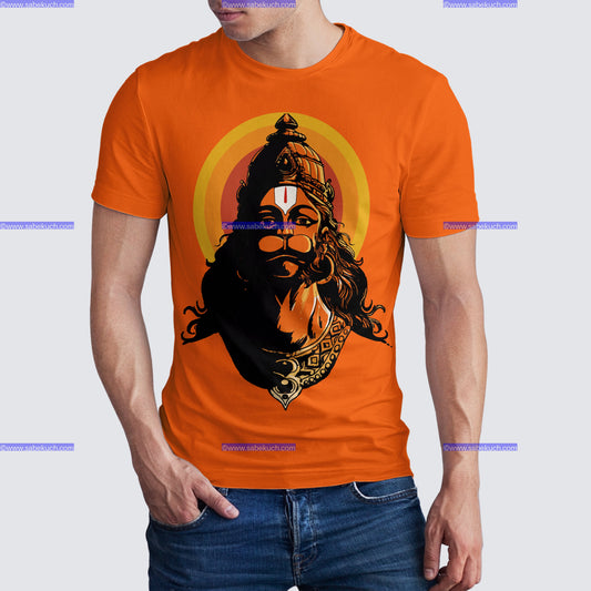 Round Neck Jai Hanuman Sanket Mochan orange tshirt