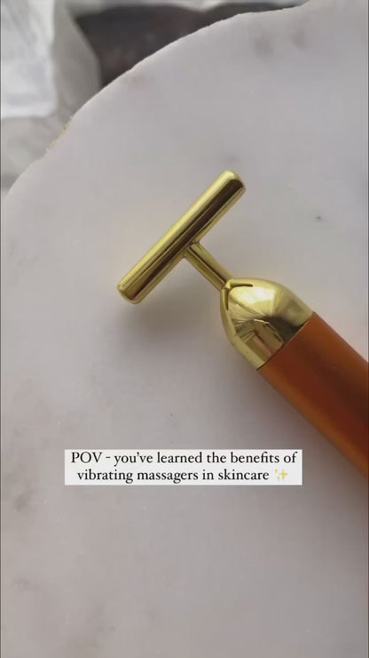 24K T-Shape Gold Vibrating Face Massager