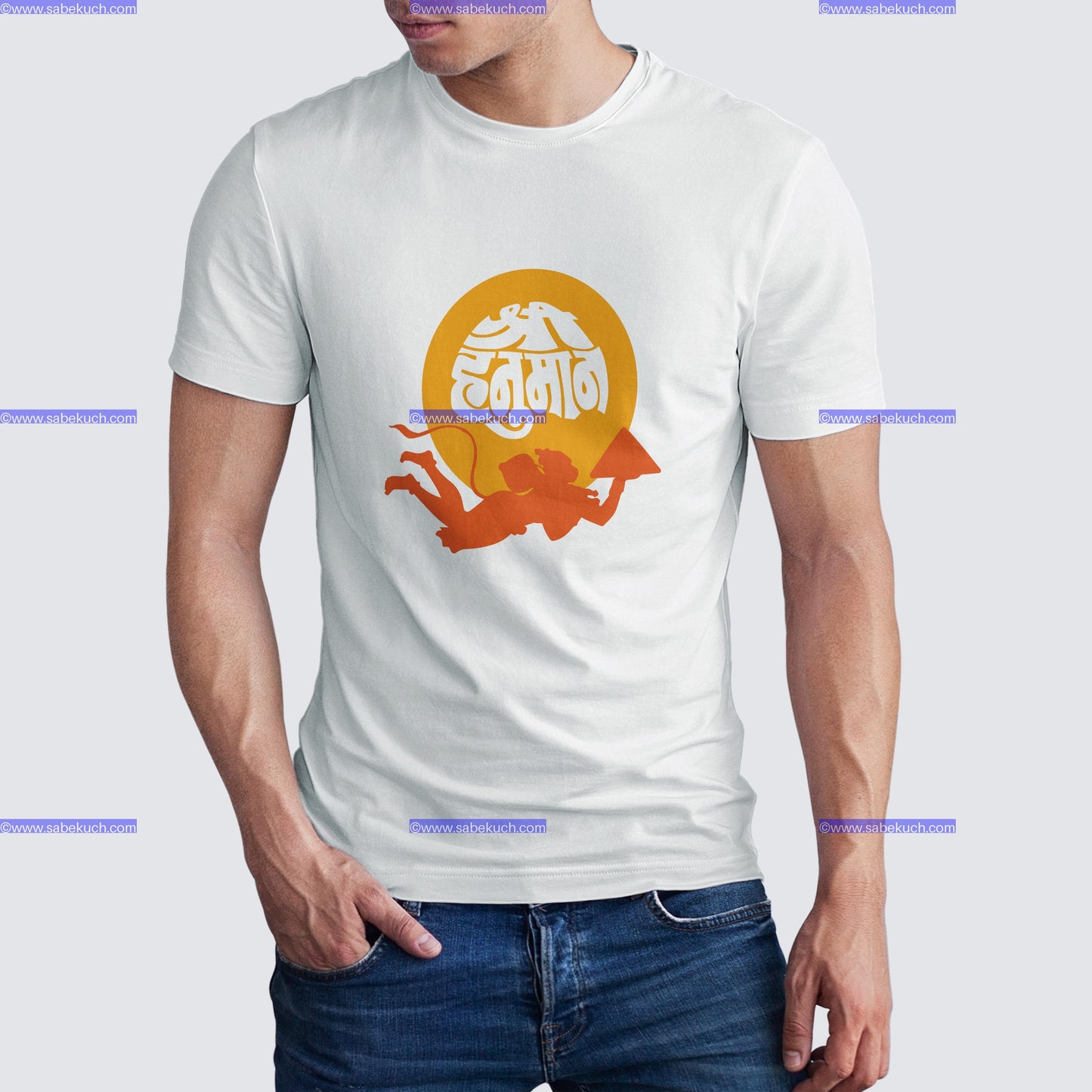 Round Neck Hanumanji Dronagiri Parvart tshirt