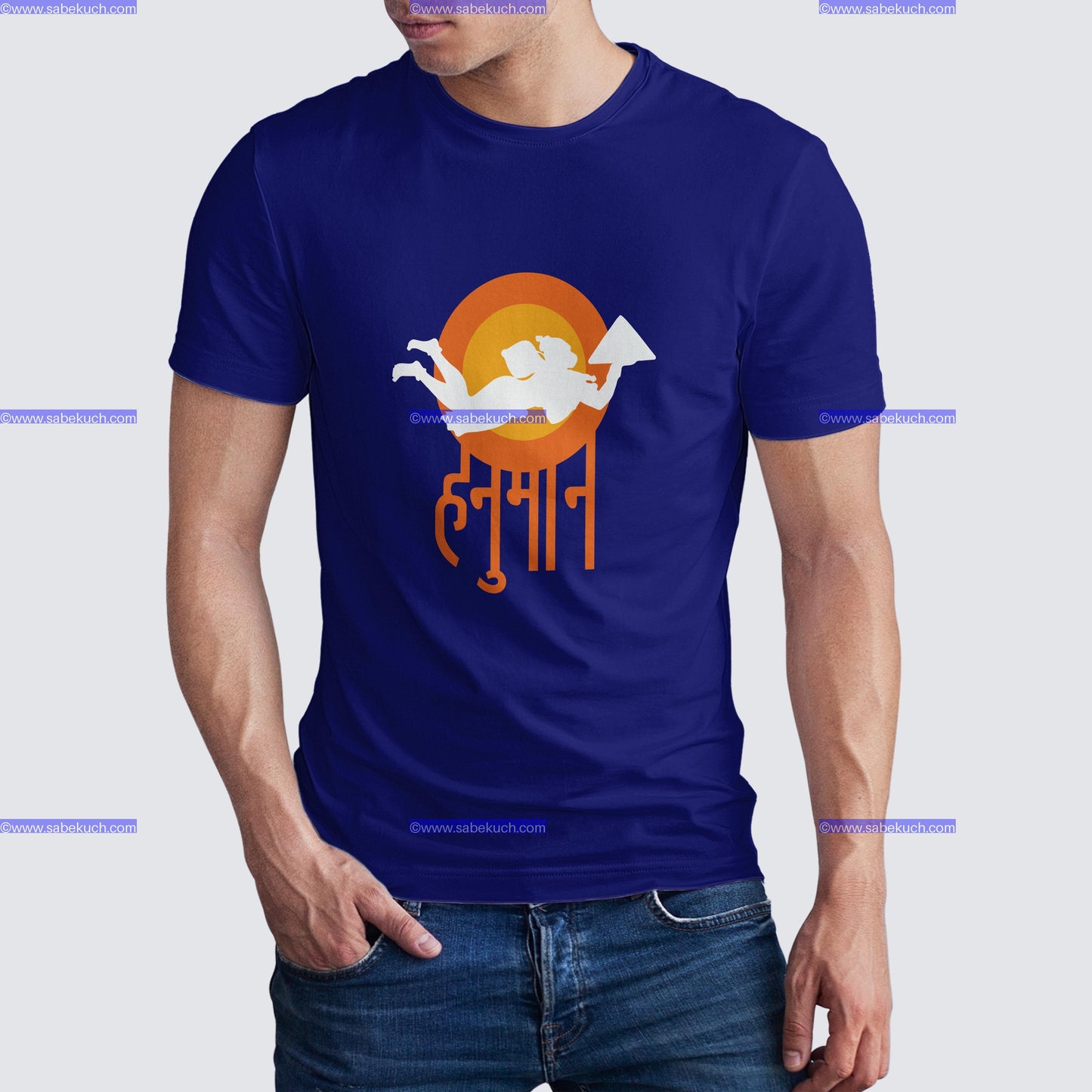 Round Neck Pavanputra Hanumanji Dronagiri Parvart tshirt