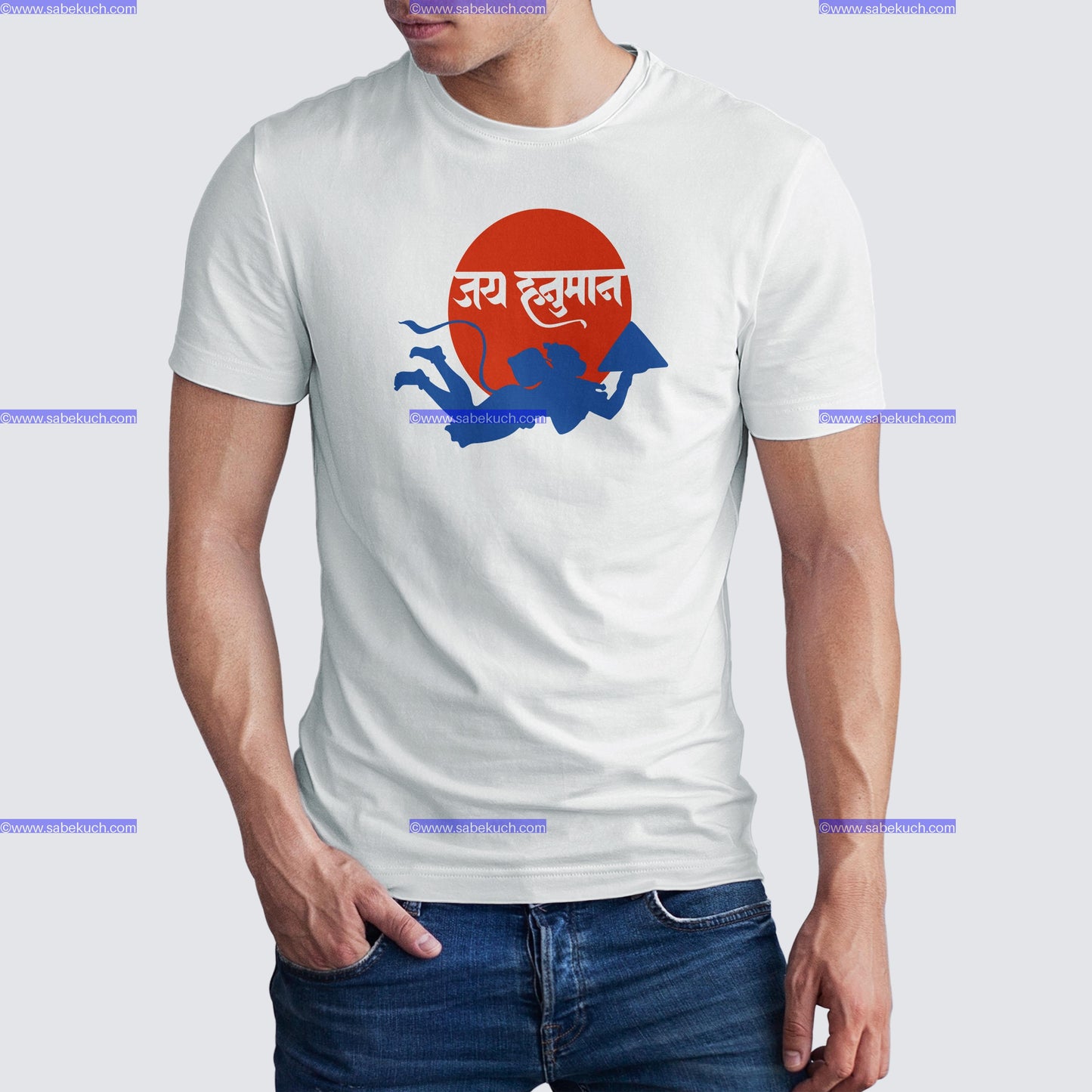 Round Neck Chiranjeevini Pavanputra Hanumanji Dronagiri Parvart tshirt