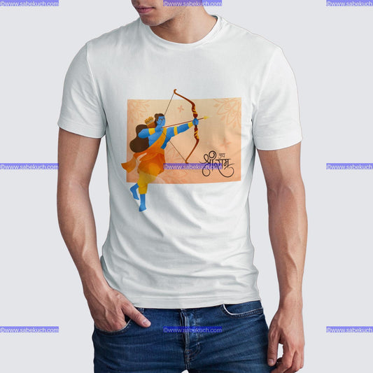 Round Neck Shri Ram with bow and arrow right tshirt