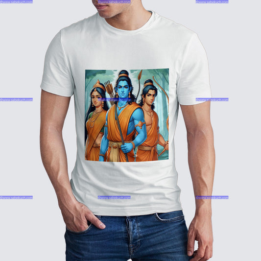 Round Neck center Shri Ram with Shr. Laxman and mata Sita  tshirt